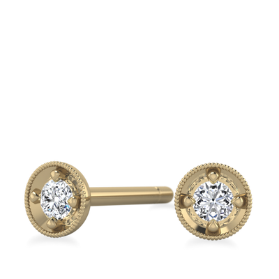 Tiny Dot Diamond Earrings - Yellow Gold