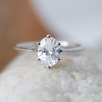 Six Prong Clementine Oval Cut Engagement Ring