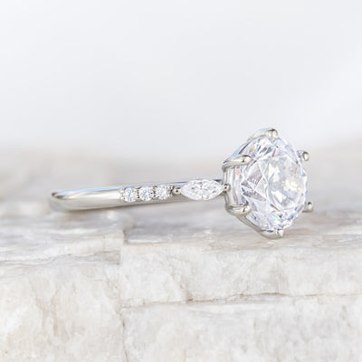 Georgette Vintage Inspired Side Stone Ring