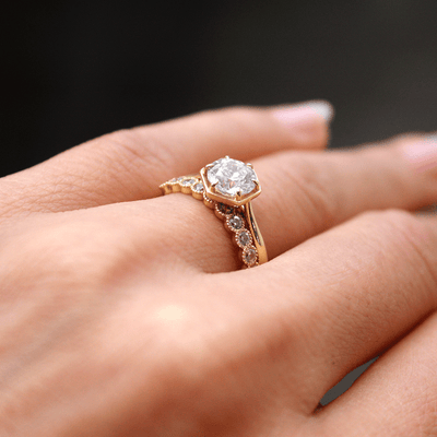 Penelope Beaded Bezel Half Set Wedding Ring