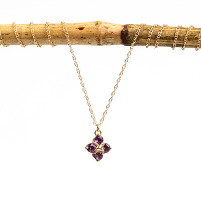 Poppy Amethyst Necklace in 14k Yellow Gold