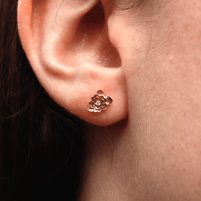 Dainty Rosette Ethical Canadian Diamond Stud Earrings 14K Solid Gold