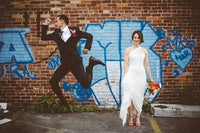 Love it! Mike and Ashley...wearing Laura Preshong wedding bands.