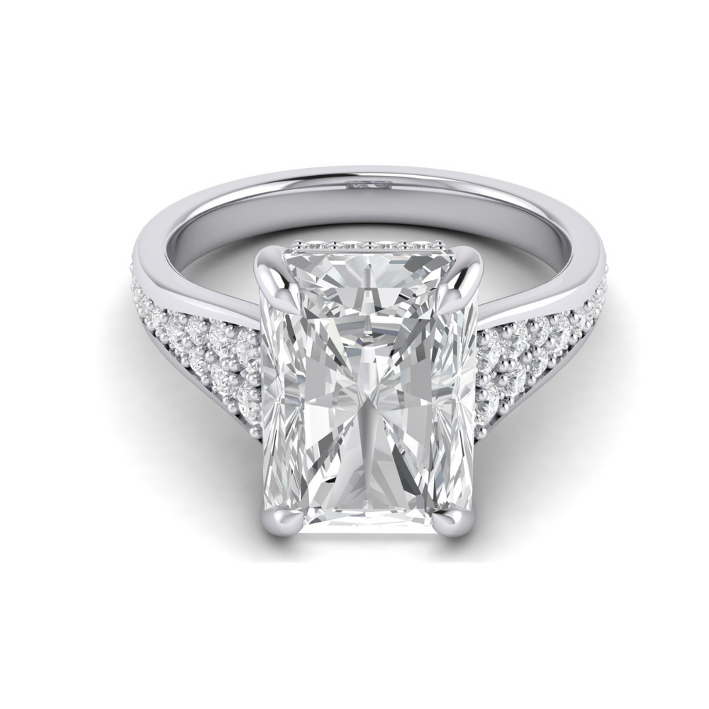 Custom Emmaline Pave Diamond and Amethyst Ring