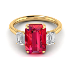 Custom Ruby Engagement Ring with Emerald Side Stones