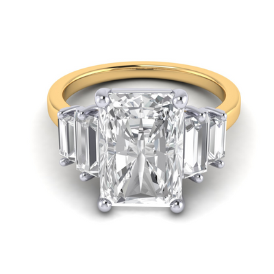 Custom Bi-Metal Double Baguette Side Stone