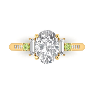 Custom Green Diamond and Baguette Side Stones