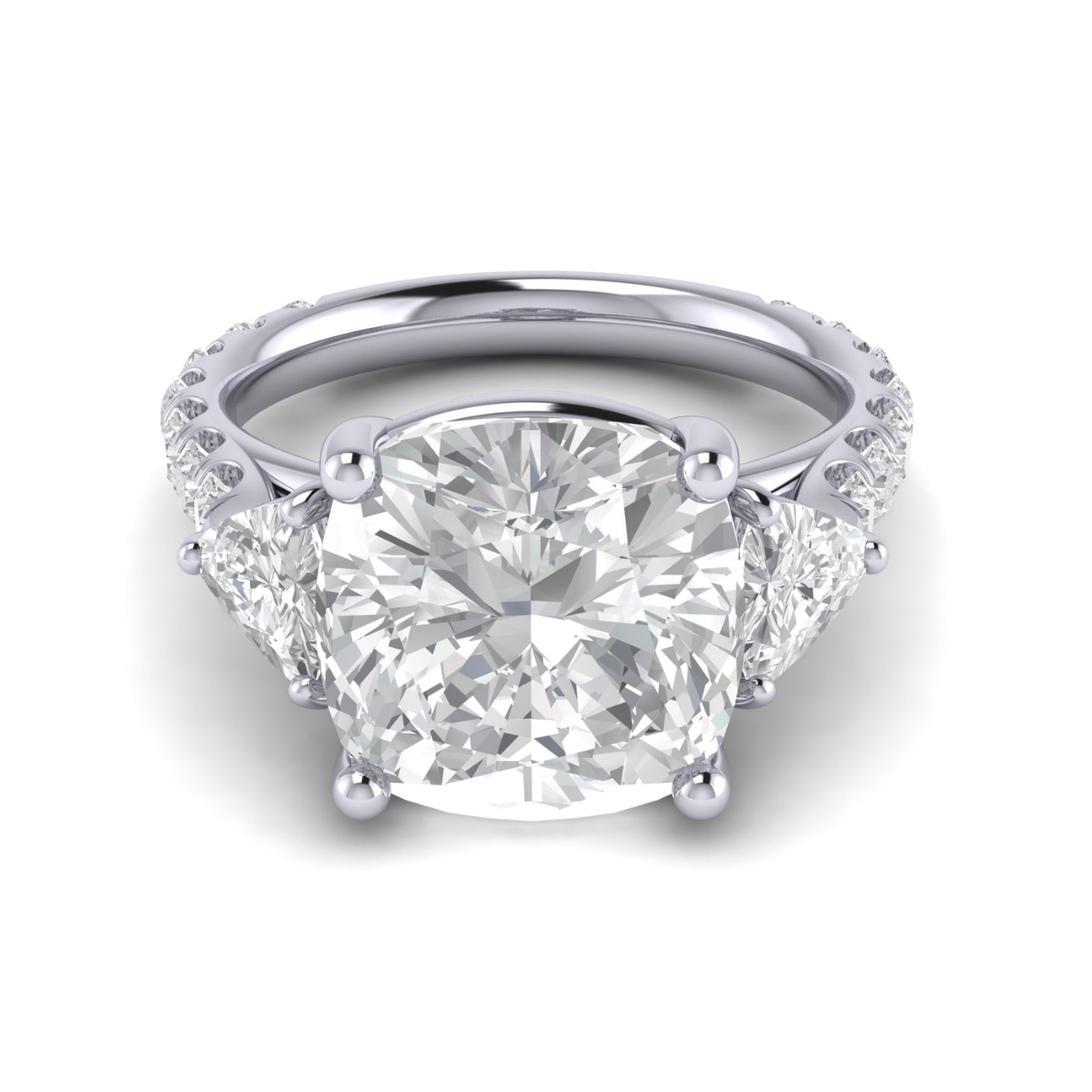 Custom Triangular Side Stones & Pave