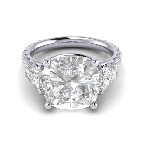 Custom Triangular Side Stones & Pave