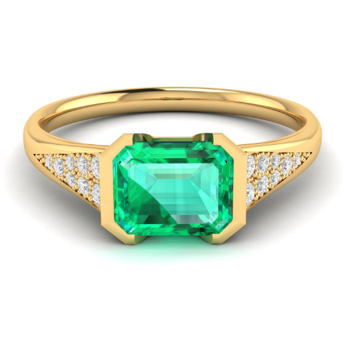 Custom Emerald East West Emmaline with a Semi Bezel