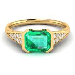 Custom Emerald East West Emmaline with a Semi Bezel