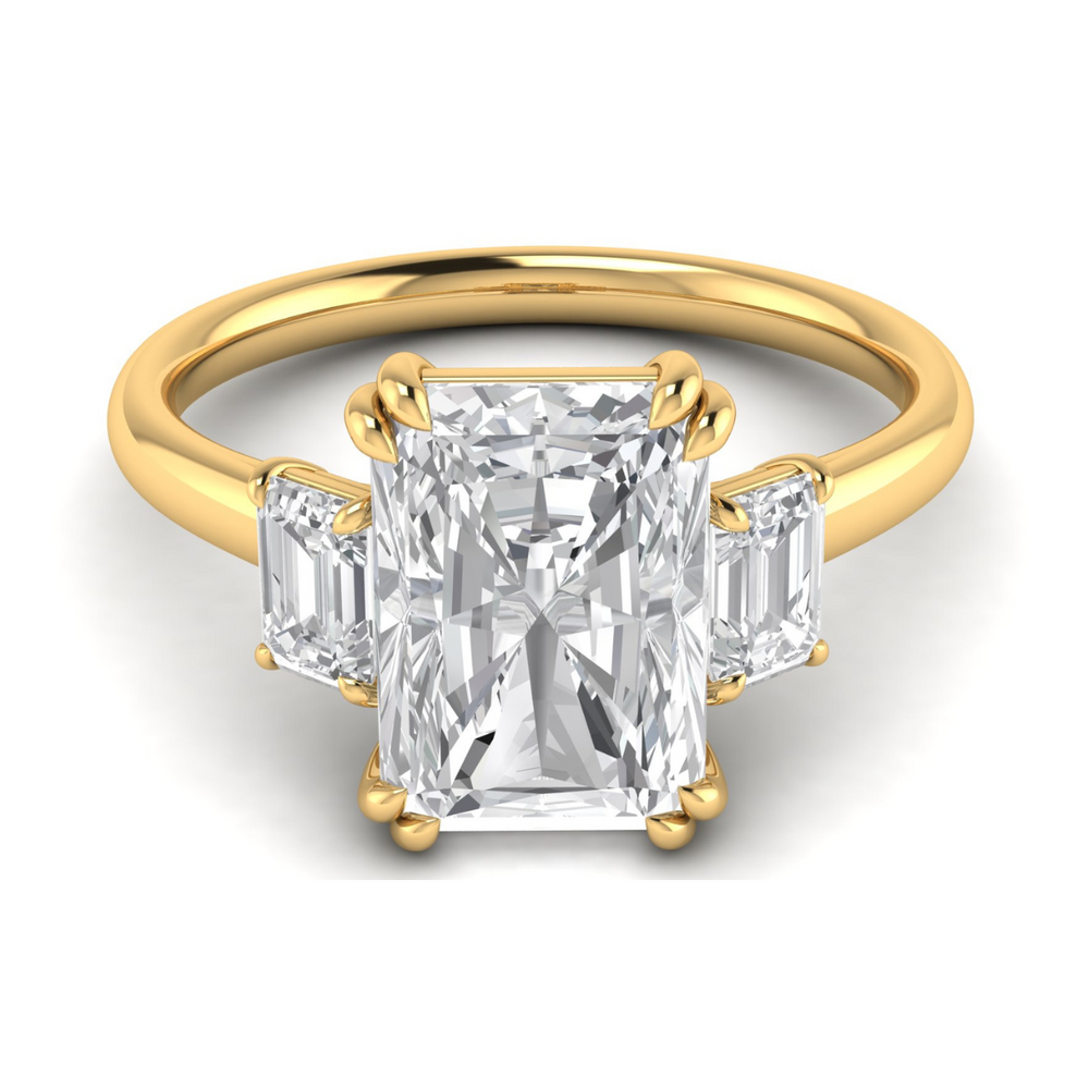 Custom Radiant and Emerald Cut Three-Stone Ring