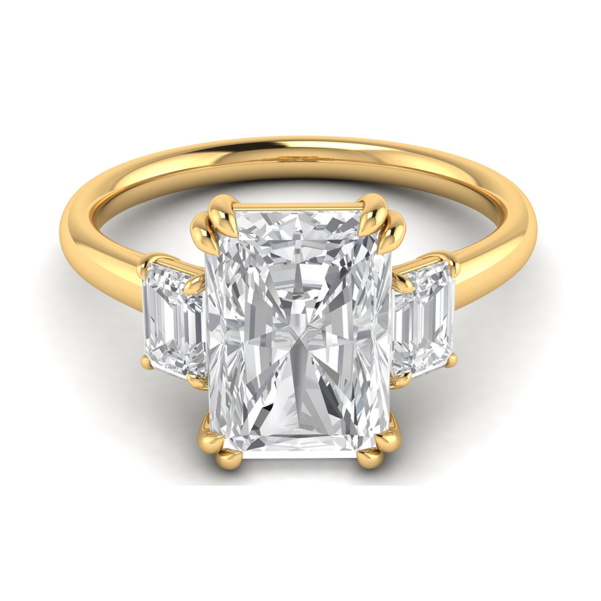 Custom Radiant and Emerald Cut Three-Stone Ring