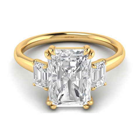 Custom Radiant and Emerald Cut Three-Stone Ring