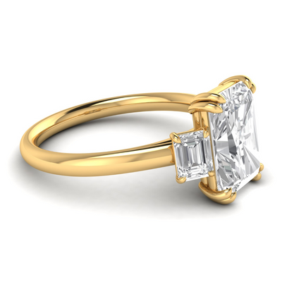 Custom Radiant and Emerald Cut Three-Stone Ring