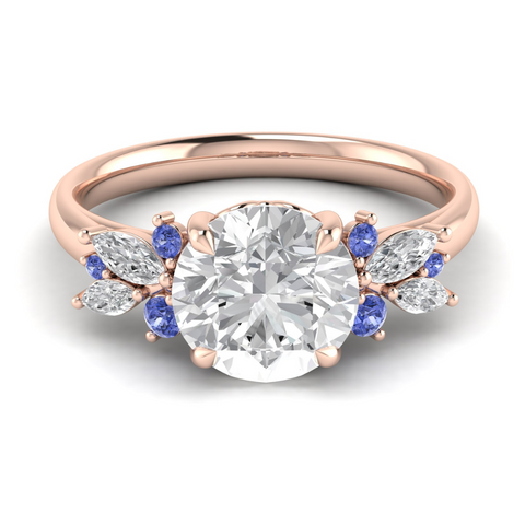 Custom Blythe with Fleur De Lis and Purple Sapphire Side Stones