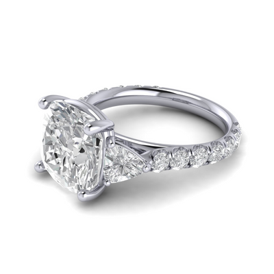 Custom Triangular Side Stones & Pave