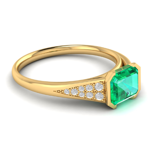 Custom Emerald East West Emmaline with a Semi Bezel