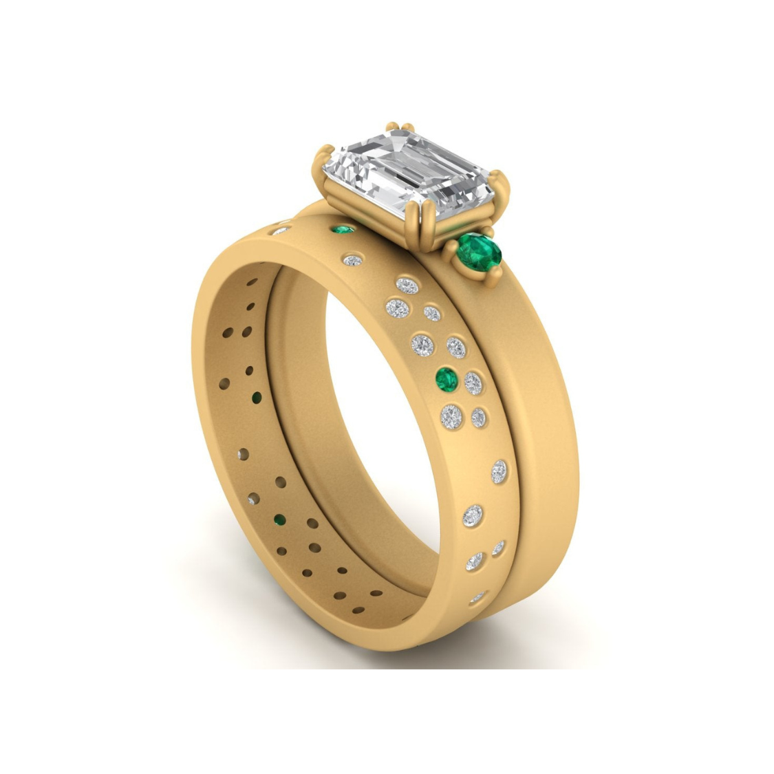 Custom Emerald and Diamond Constellation Band