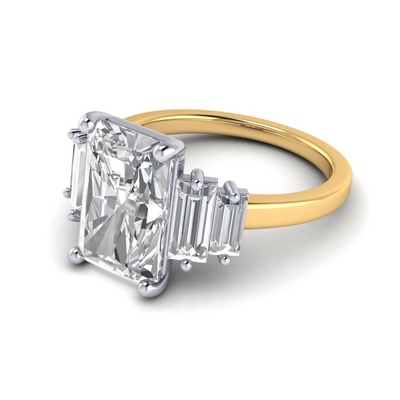 Custom Bi-Metal Double Baguette Side Stone