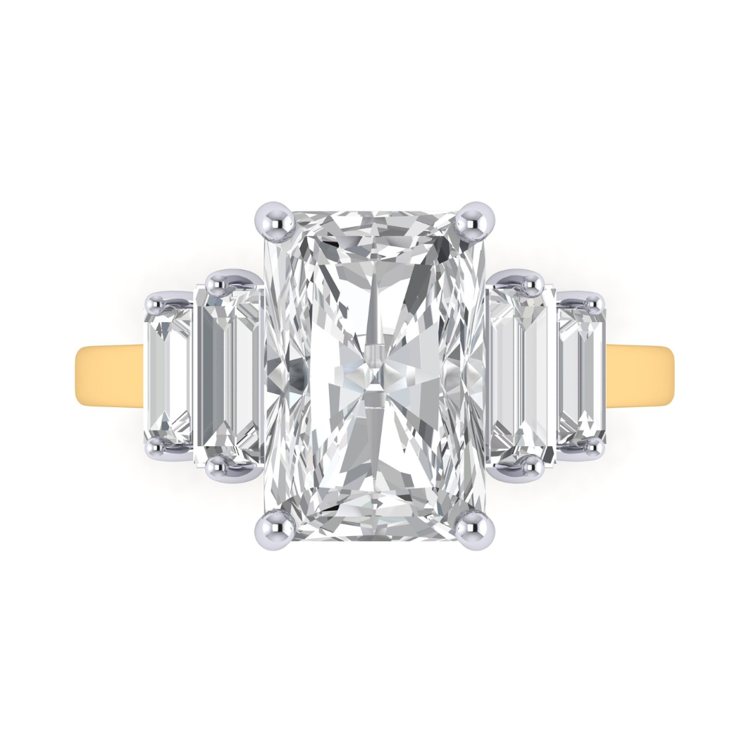Custom Bi-Metal Double Baguette Side Stone