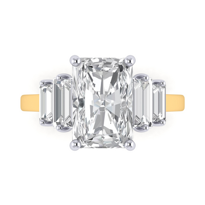 Custom Bi-Metal Double Baguette Side Stone