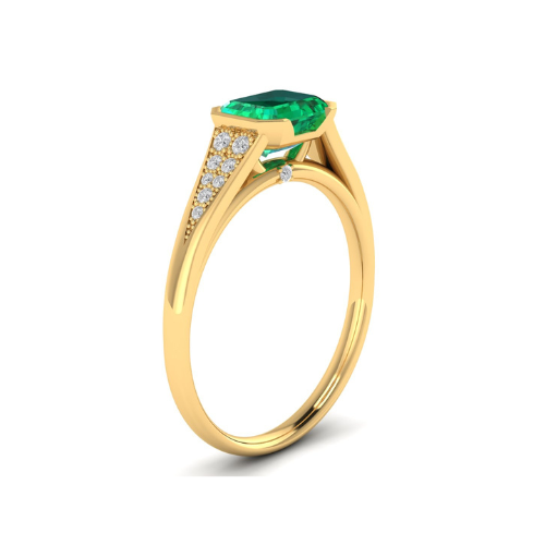 Custom Emerald East West Emmaline with a Semi Bezel