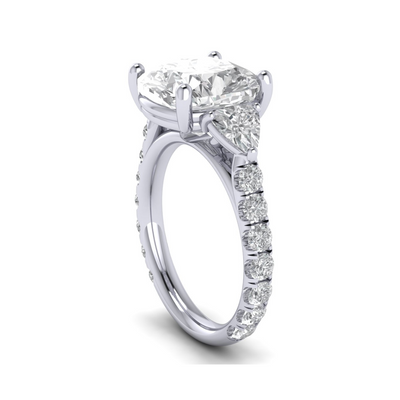 Custom Triangular Side Stones & Pave