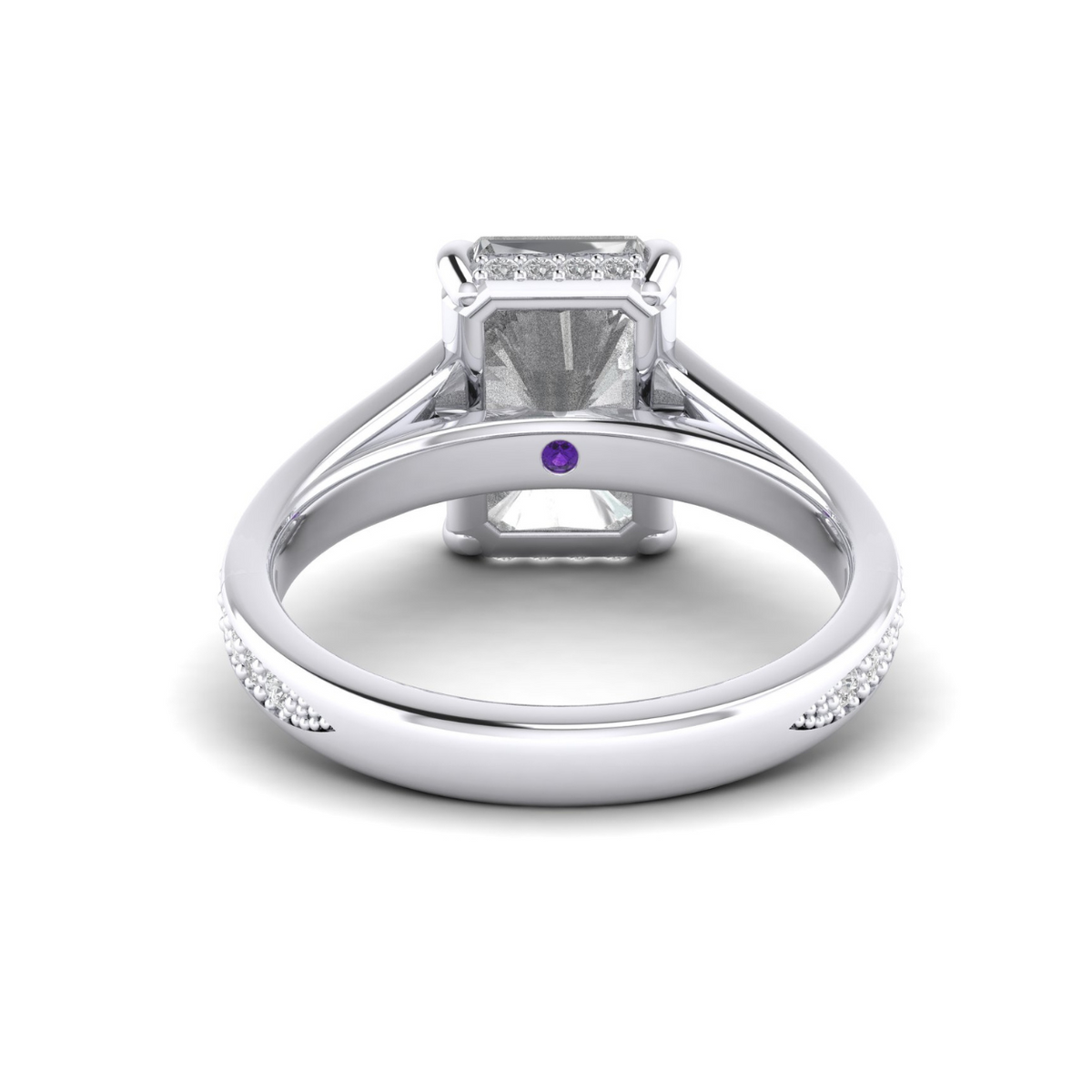 Custom Emmaline Pave Diamond and Amethyst Ring