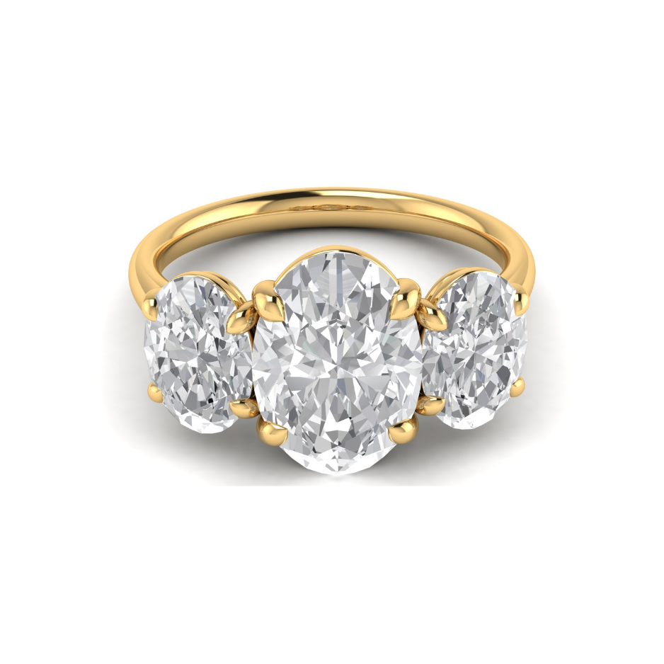 Custom Large Oval Side Stone Ring