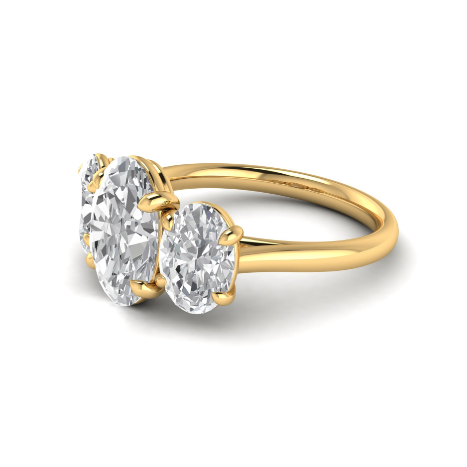 Custom Large Oval Side Stone Ring