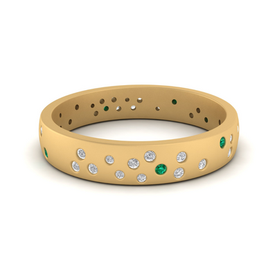 Custom Emerald and Diamond Constellation Band