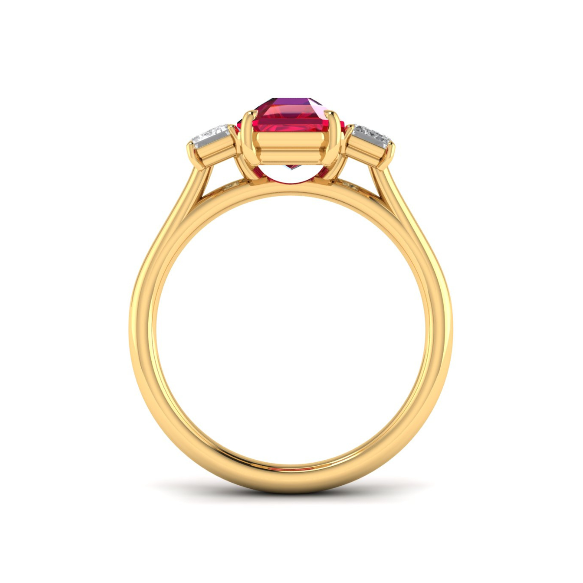Custom Ruby Engagement Ring with Emerald Side Stones