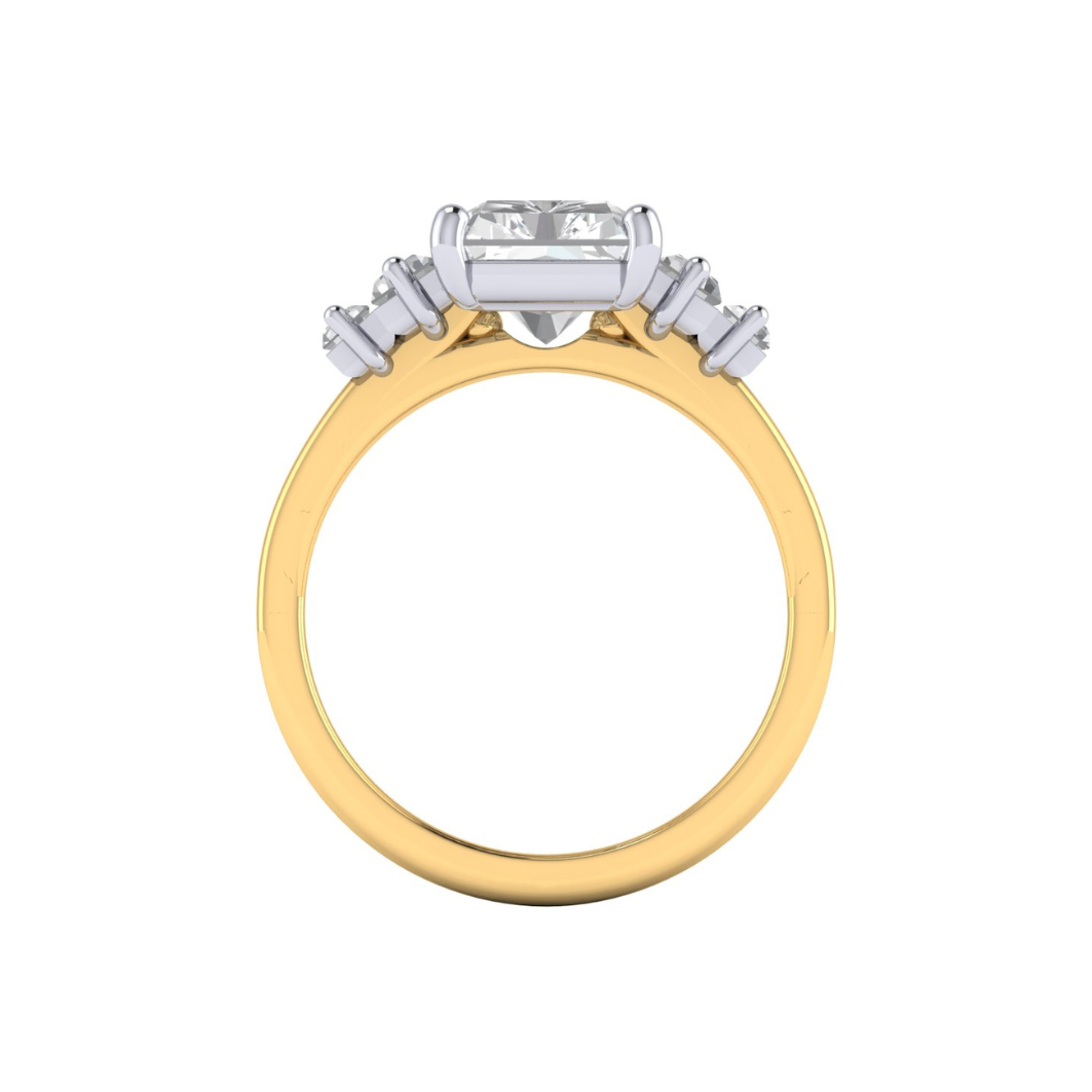 Custom Bi-Metal Double Baguette Side Stone