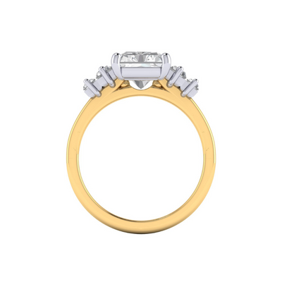 Custom Bi-Metal Double Baguette Side Stone