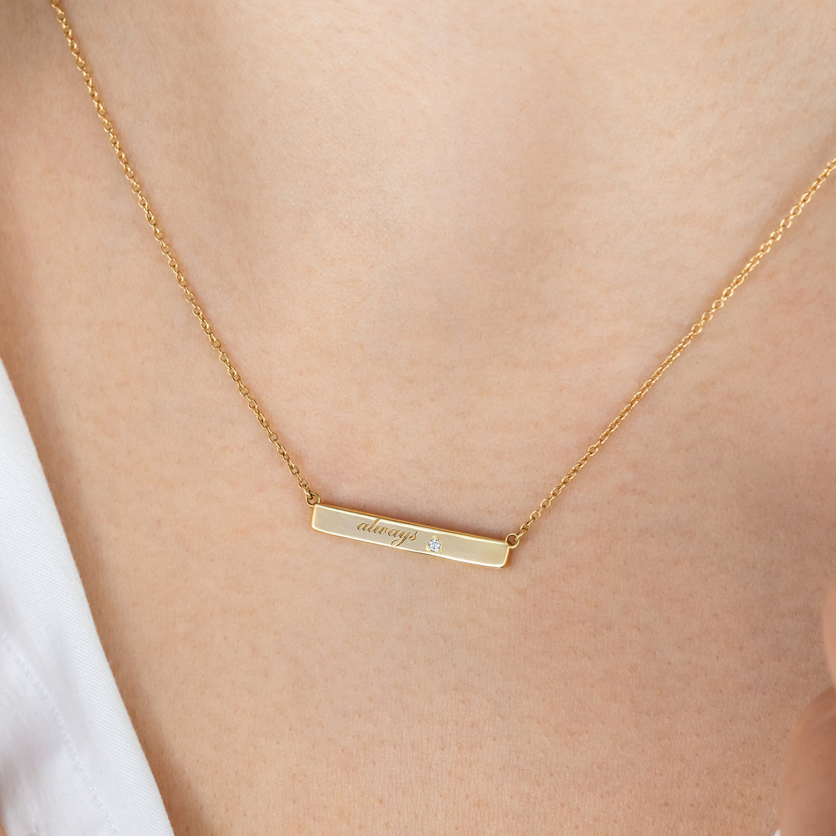 Engraved "always" Bar Necklace ~ Ready to Ship