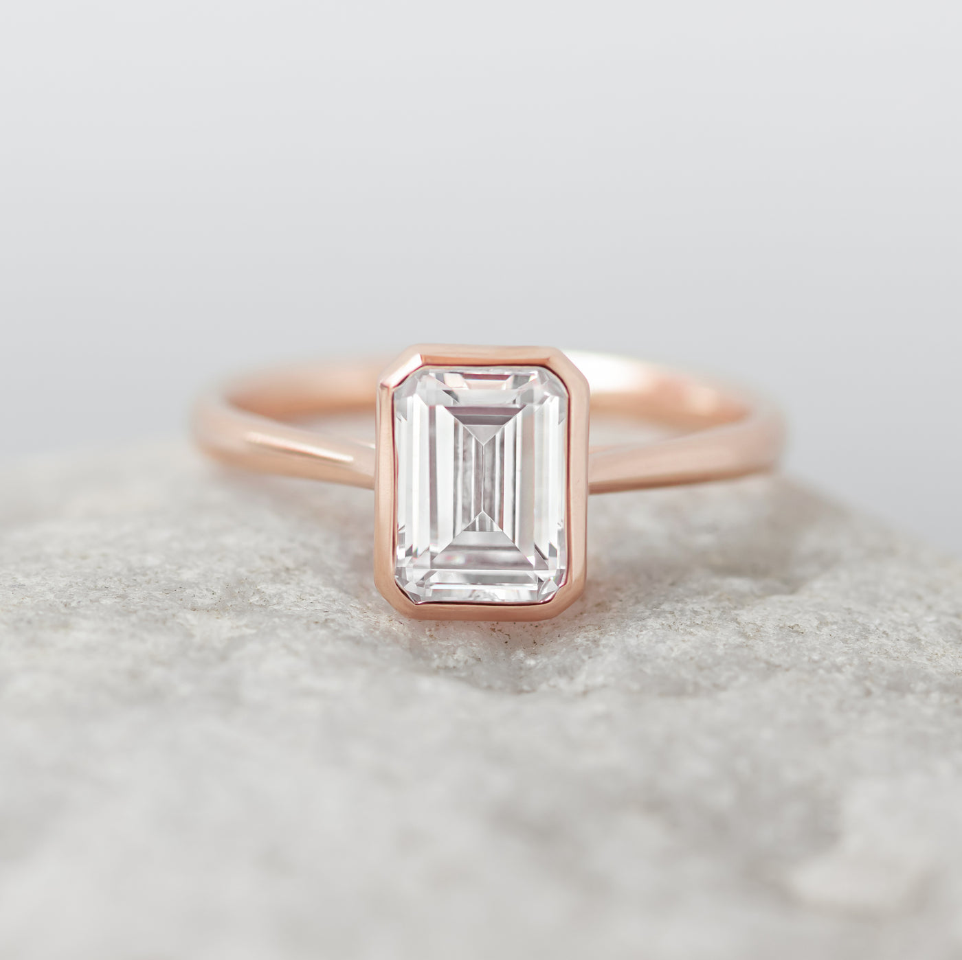 Betsy ~ Emerald & Radiant Cut Bezel Ring
