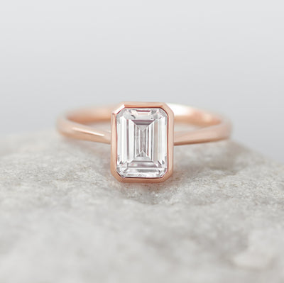 Betsy ~ Emerald & Radiant Cut Bezel Ring