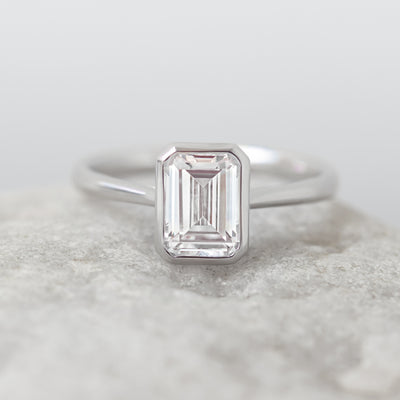 Betsy ~ Emerald & Radiant Cut Bezel Ring