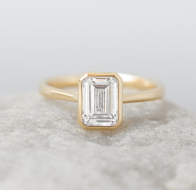 Betsy ~ Emerald & Radiant Cut Bezel Ring