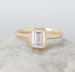 Betsy ~ Emerald & Radiant Cut Bezel Ring