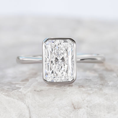 Betsy ~ Emerald & Radiant Cut Bezel Ring