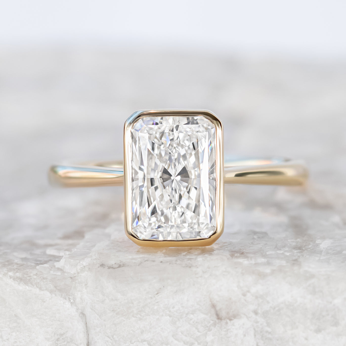 Betsy ~ Emerald & Radiant Cut Bezel Ring