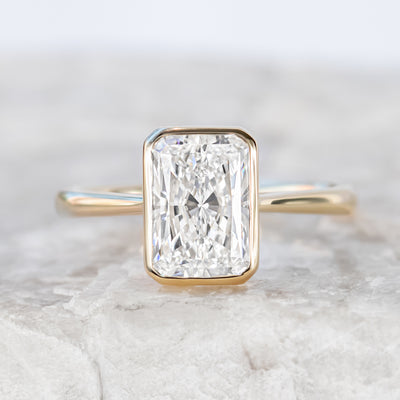 Betsy ~ Emerald & Radiant Cut Bezel Ring
