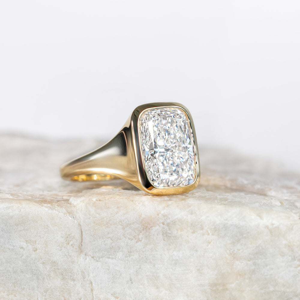 Custom Bezel Elongated Cushion Ring