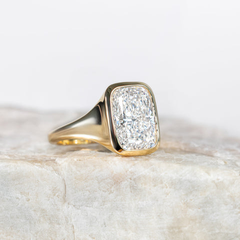 Custom Bezel Elongated Cushion Ring