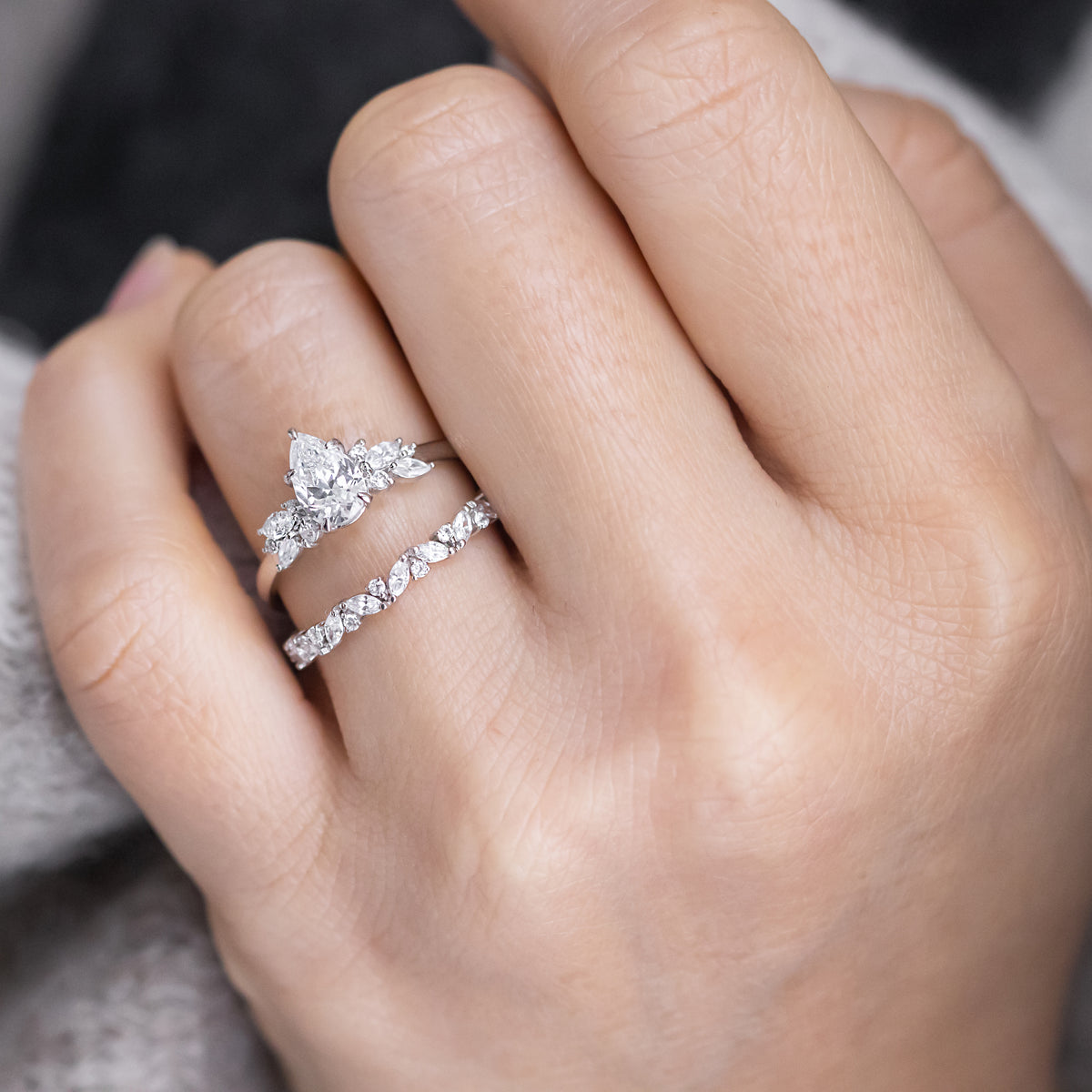 Blythe ~ Pear Cut Cluster Ring