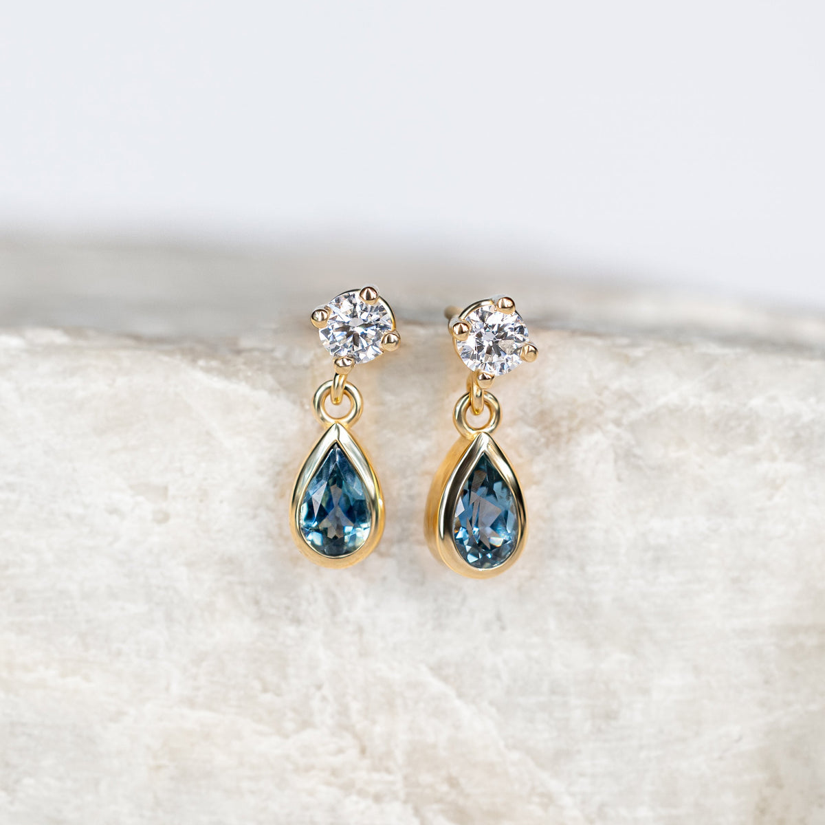 Camden Montana Sapphire and Diamond Drop Earrings ~ Ready to Ship
