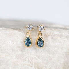 Camden Montana Sapphire and Diamond Drop Earrings ~ Ready to Ship