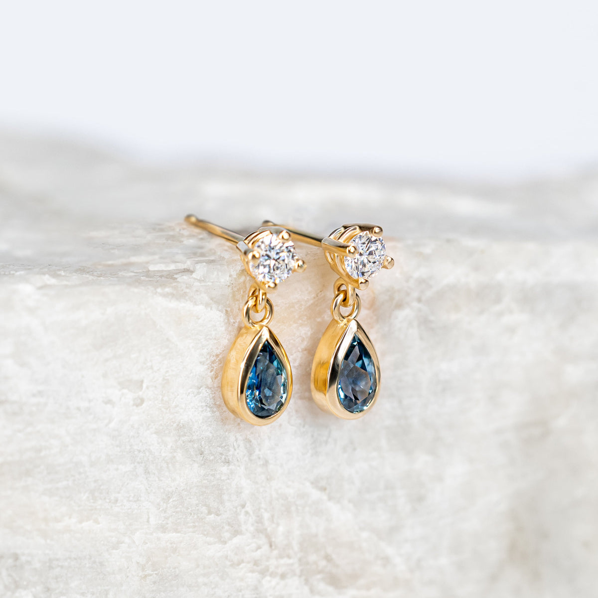 Camden Montana Sapphire and Diamond Drop Earrings ~ Ready to Ship